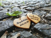 Égetett, feliratos, fa, szív kulcstartó (6*6 cm) /darab áras/